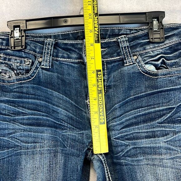 SOUNDGIRL Jeans Women's Size 9 Blue Denim Sequin Embroidered Bootcut Medium Wash - Picture 9 of 14